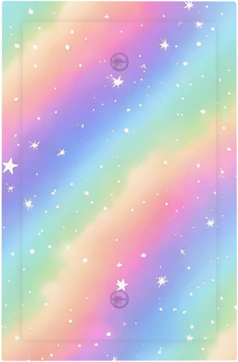 Decorative Light Switch Cover Plate Pink Blue Purple Iridescent Rainbow 1 Gang No Device Single Blank Outlet Covers Wall Plates for Electrical Outlets Faceplate for Girlroom Home Decor