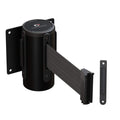 Crowd Control Warehouse - CCW Series WMB-120 Fixed Wall Mount Retractable Belt Barrier - 11 Foot, Dark Grey Belt with Black Steel Case, Crowd Control Barriers
