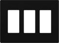 LIDER Matte Finish Triple Decorator Switch Cover, Screwless Wall Plate, Mid-Size 3-Gang 4.88" x 6.77", Polycarbonate Thermoplastic, UL Listed, LSWP-33M-BK, Black