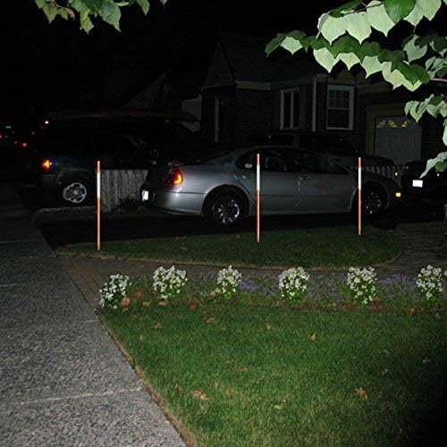 FiberMarker 20 Pack 48 Inch Driveway Markers for Snow Plowing Stakes, 1/4 Inch Dia Orange with Reflective Tape Driveway Reflectors, Hollow Snow Poles