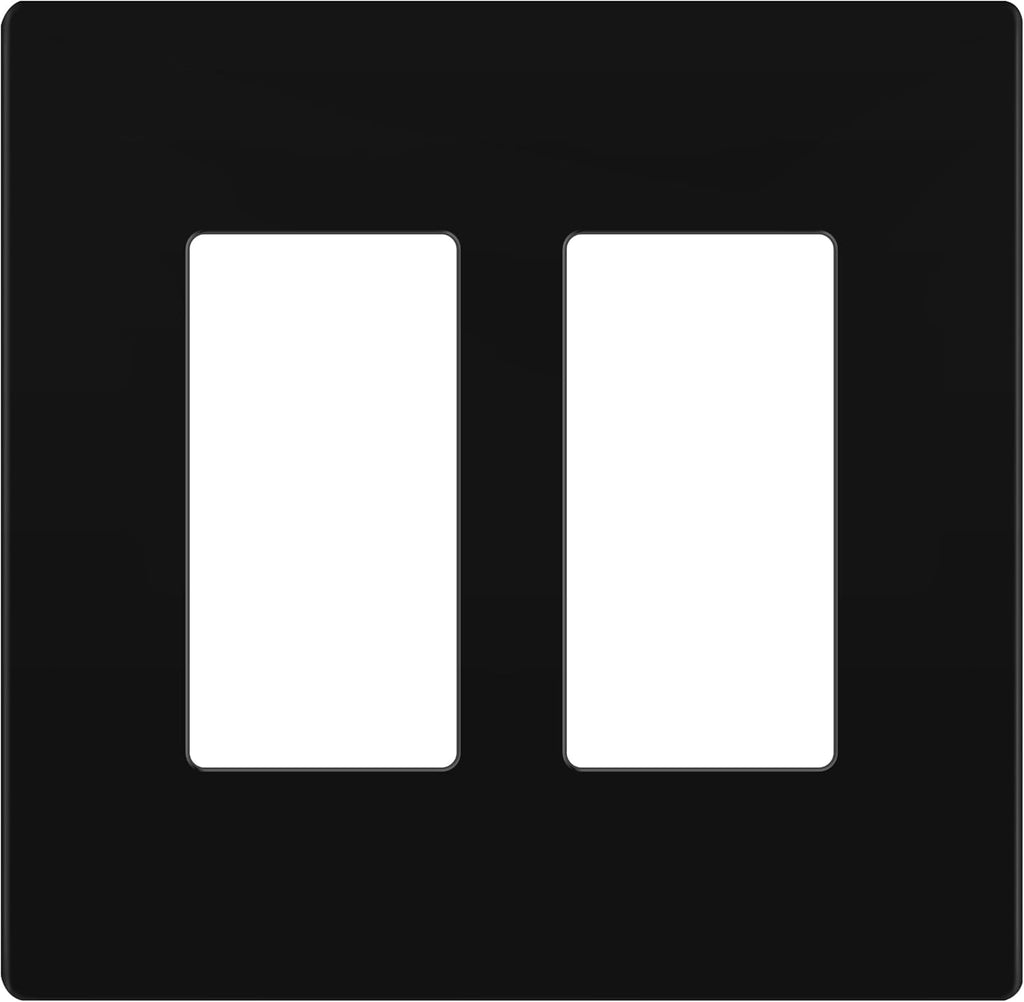 LIDER Matte Finish Double Decorator Switch Cover, Screwless Wall Plate, Mid-Size 2-Gang 4.88" x 4.92", Polycarbonate Thermoplastic, UL Listed, LSWP-32M-BK, Black