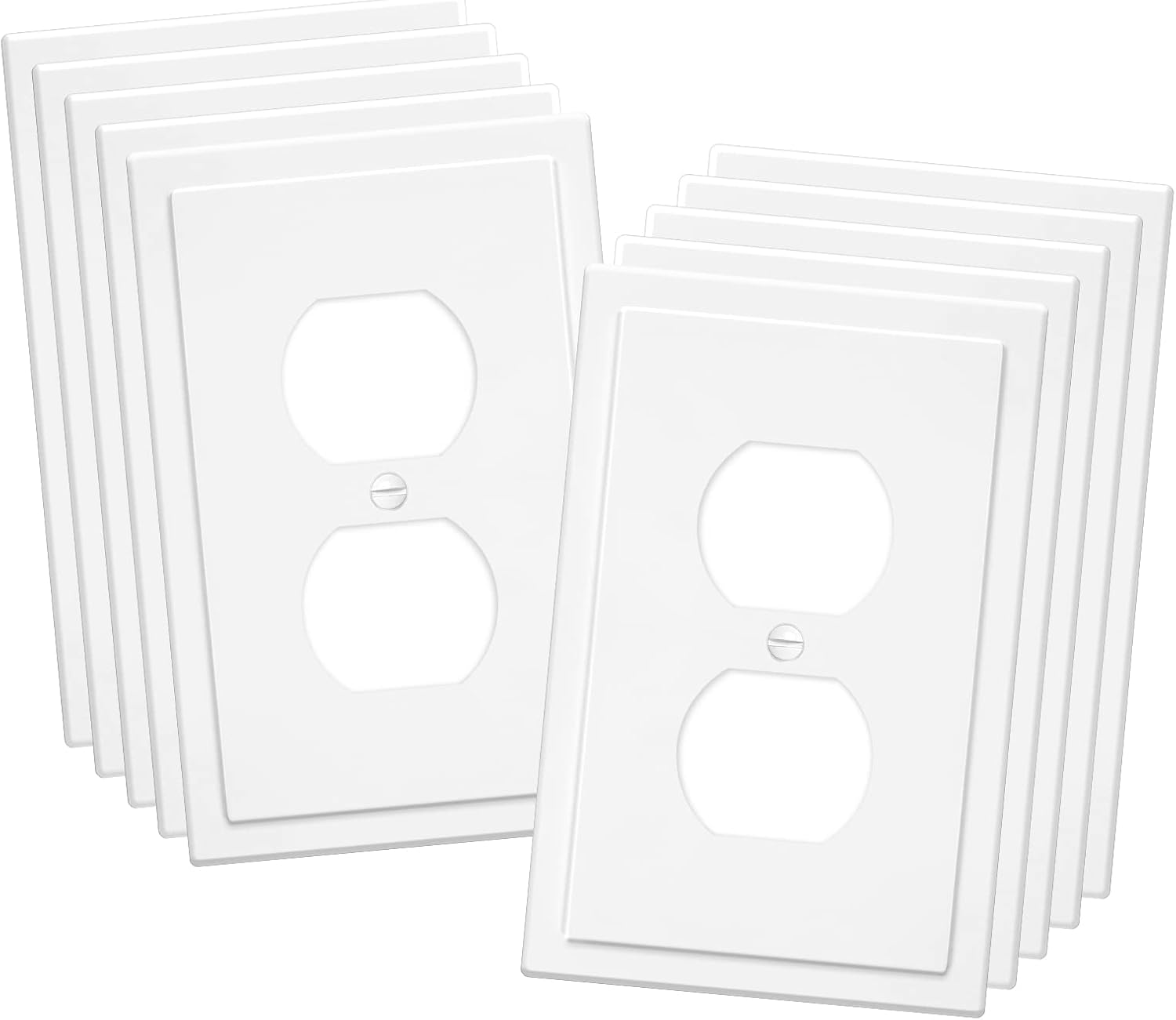 1-Gang Modern Edge Decorative Wall Plate Cover Switch Outlet Single Duplex Electrical Faceplate for Light Switches, Smart Switch, GFCI, Dimmers, Receptacle, USB Outlet (10 Pack, Single Duplex)
