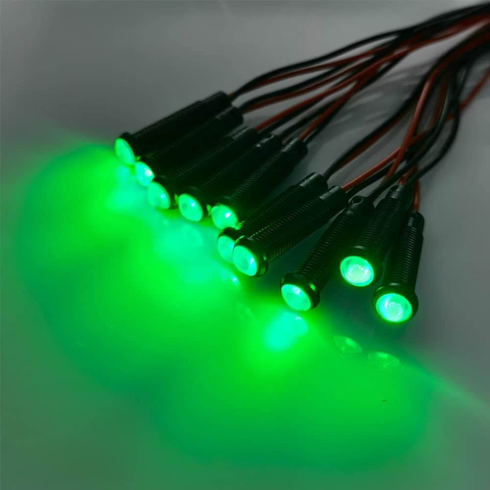 10pcs LED Plastic Indicator Pilot Light AC/DC 12-24V Mounting Hole Size 6mm(Green)