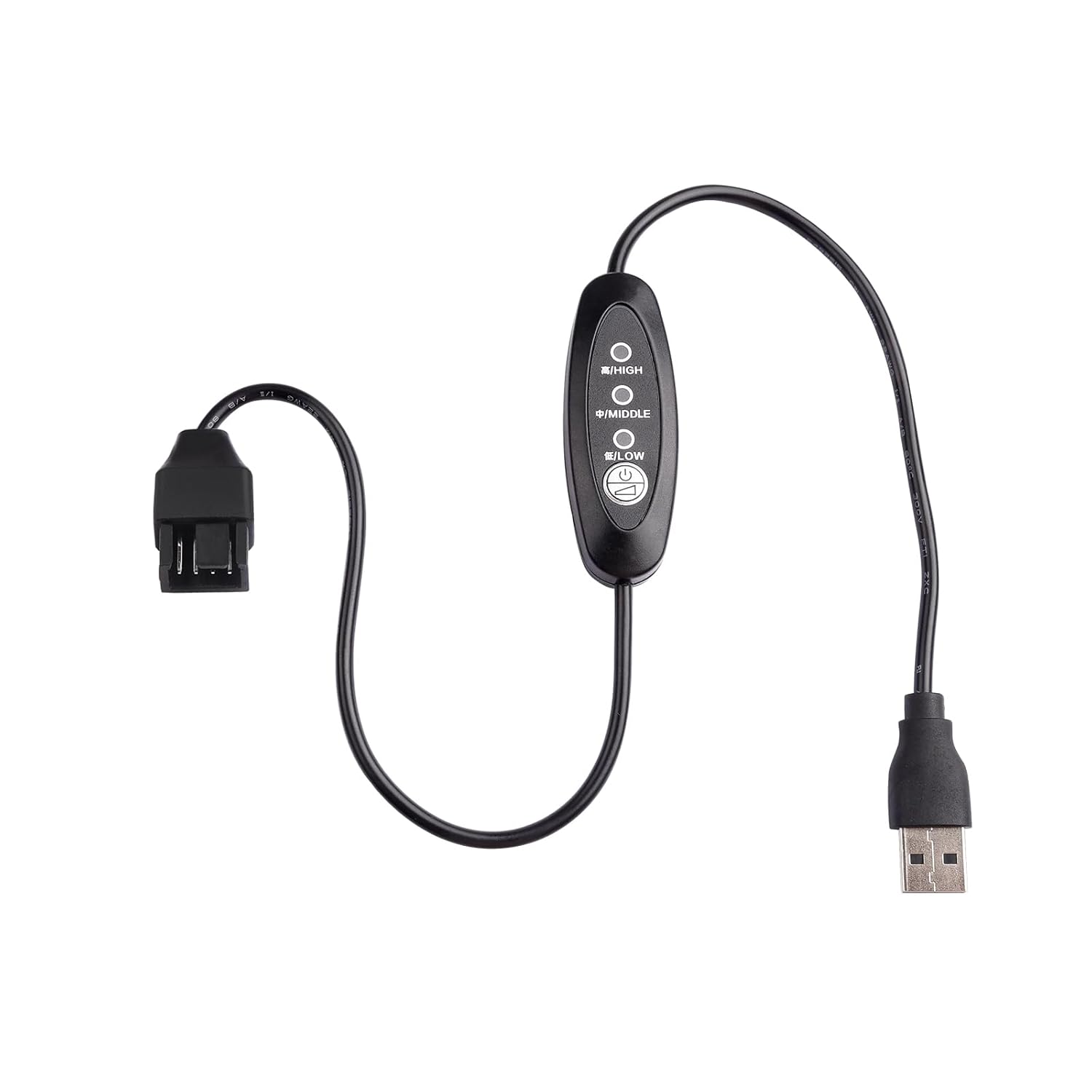 USB Fan Speed Controller, 3 Voltage Settings 5V/7V/9V with LED, 50cm Cable Length, Touch Switch Cycle Control, Black PVC Box, DIY Cooling/Desktop Fan Modification