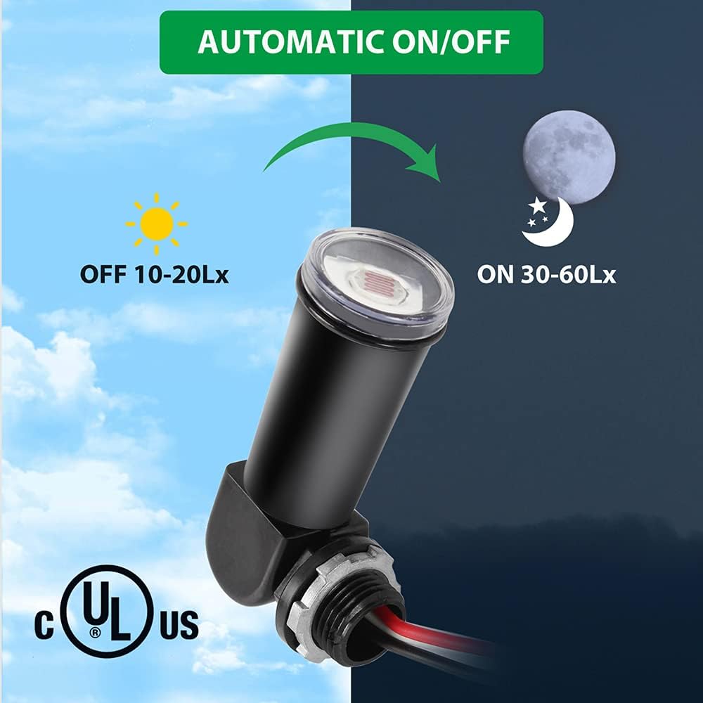 1 Pack Outdoor Photoelectric Sensor,Dusk to Dawn Swivel Mount Conduit Lighting Control with Photocell,Automatic Adjustable Photo Sensor Switch for Indoor and Outdoor Light