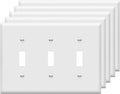 ENERLITES Triple Light Switch Wall Plate, Gloss Finish, Standard Size 3-Gang 4.50" x 6.38", Unbreakable Polycarbonate Thermoplastic, 8813-W-5PCS, White, 5 Pack