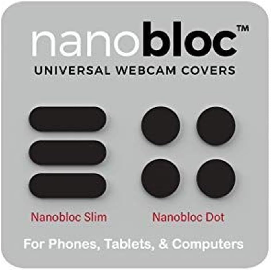 Nanobloc Universal Camera Blocker Kit - Camera Blocker for Phone & Privacy Slider - for Laptop Accessories for Women - Versatile Dots & Bars for Gaming Laptop Accessories - 7-Piece, Black