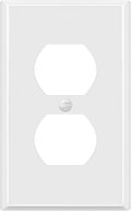 ENERLITES Duplex Receptacle Metal Wall Plate, Outlet Cover, Corrosion Resistant, Standard Size 1-Gang 4.50" x 2.76", Powder Coated Stamped Steel, 7721-WG, White Gloss