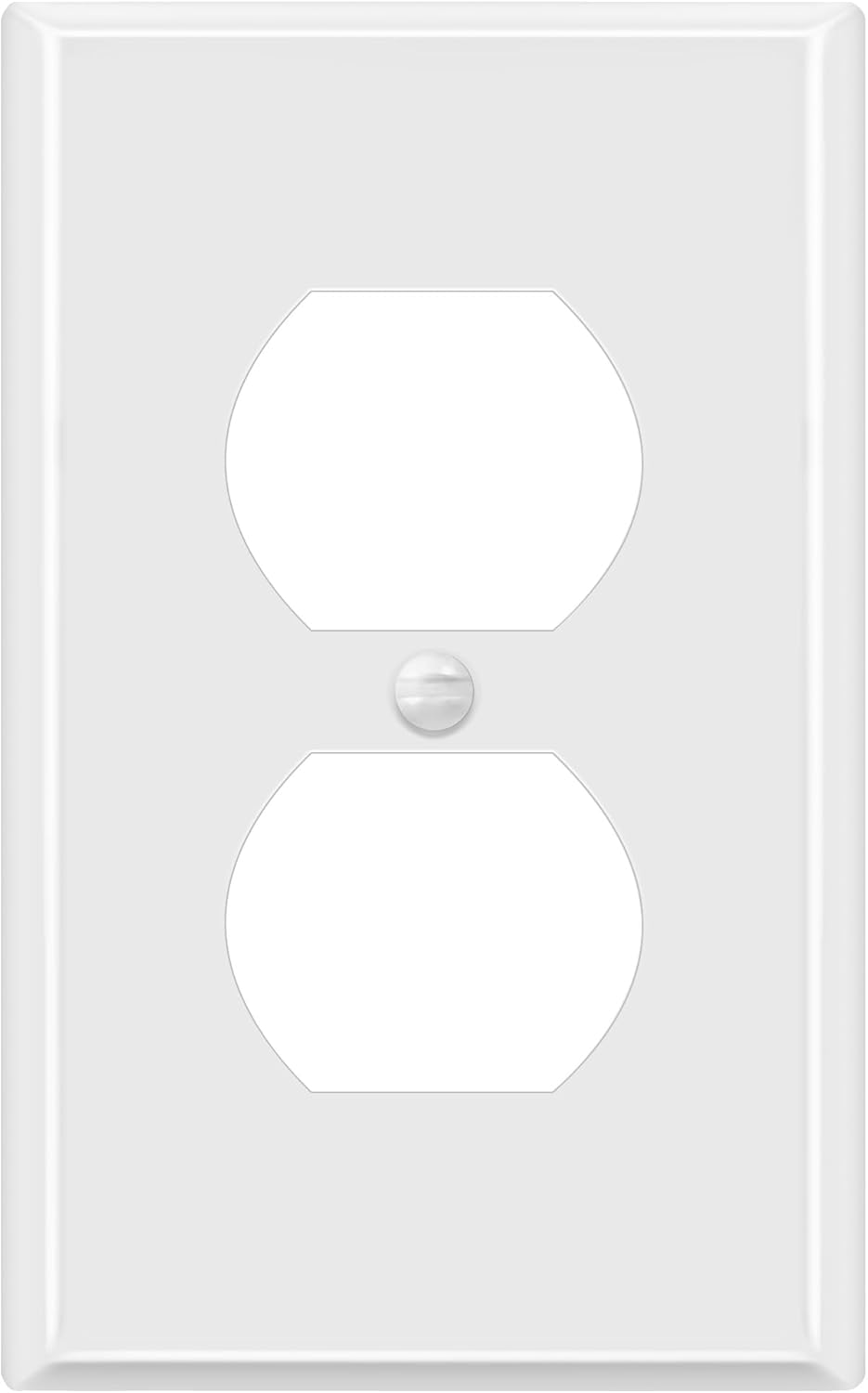 ENERLITES Duplex Receptacle Metal Wall Plate, Outlet Cover, Corrosion Resistant, Standard Size 1-Gang 4.50" x 2.76", Powder Coated Stamped Steel, 7721-WG, White Gloss