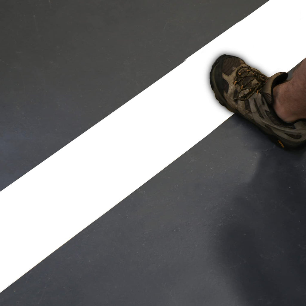 SmartSign White 6 inch x 100 feet Floor Marking Tape, 32 mil Vinyl Floor Tape, Superior Mark Industrial Use Safety Tape with Beveled Edges, Strong Adhesive, for Gym/Warehouse/Courts