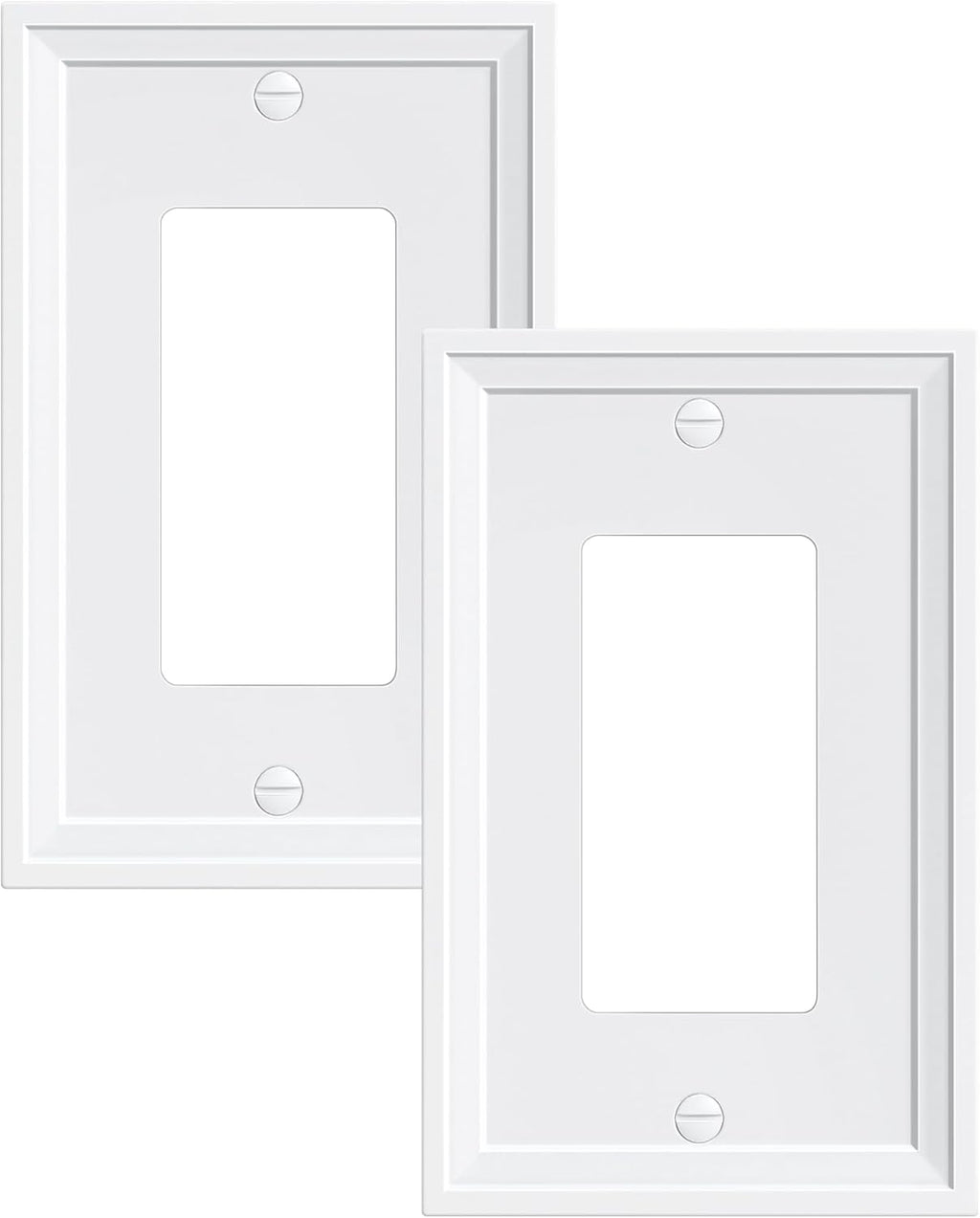 2-Pack Decorator Outlet Cover Plate, White Decorative Switch Plates and Outlet Covers, Natural Bamboo Fiber Wall Plates for Electrical Outlets, Receptacle, GFCI Outlet, Dimmer Switch
