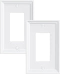 2-Pack Decorator Outlet Cover Plate, White Decorative Switch Plates and Outlet Covers, Natural Bamboo Fiber Wall Plates for Electrical Outlets, Receptacle, GFCI Outlet, Dimmer Switch