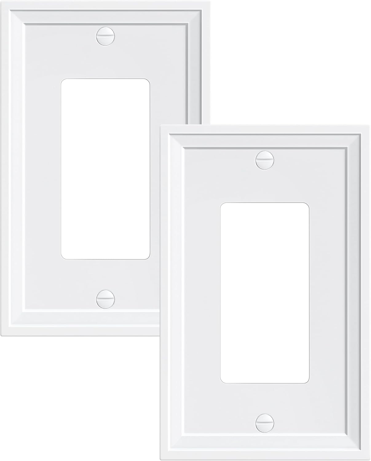 2-Pack Decorator Outlet Cover Plate, White Decorative Switch Plates and Outlet Covers, Natural Bamboo Fiber Wall Plates for Electrical Outlets, Receptacle, GFCI Outlet, Dimmer Switch
