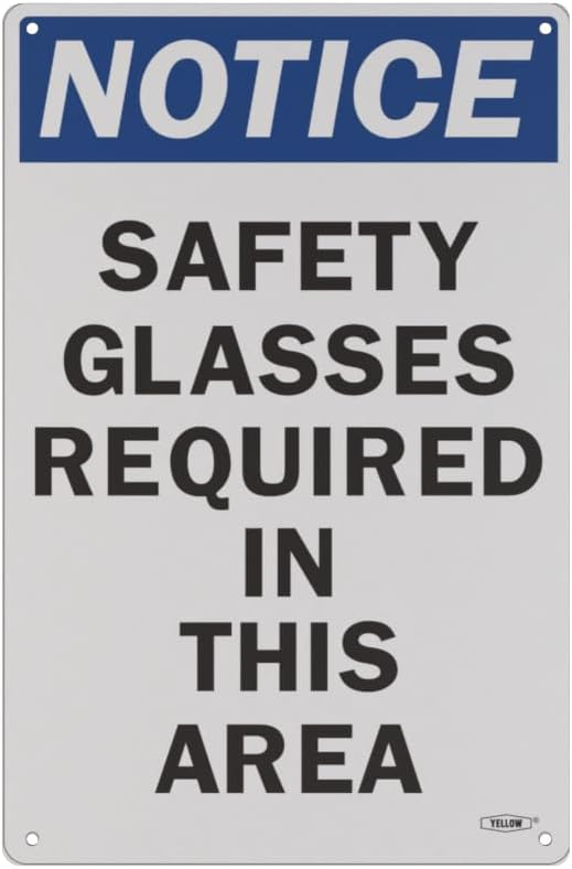 Stay Safe with our OSHA Compliant Safety Glasses Required Sign - 15"x10", 1mm Aluminum, Essential Workplace Hazard Warning