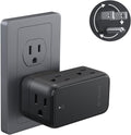 TROND Outlet Adapter with 360 Rotating Plug, 6 AC Outlet Extender, Turn One into Multiple Sideways Plug Splitter, Black Wall Power Adapter Goes Well with Dark Wall Decor, Suit for Garage Room