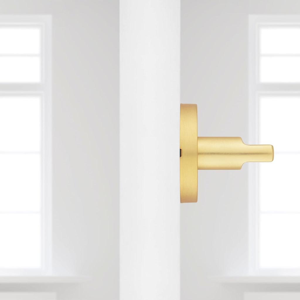 Kwikset Halifax Dummy Door Handle, Single Sided Lever for Closets, French Double Doors, and Pantry, Satin Brass Non-Turning Reversible Interior Push/Pull Lever, with Microban Protection