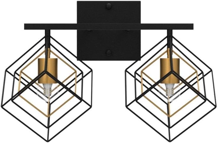 Bathroom Vanity Light with 2 Bulbs Bathroom Light Fixtures Over Mirror with 2 Rotatable Cube Shades Modern Wall Mounted Matte Black