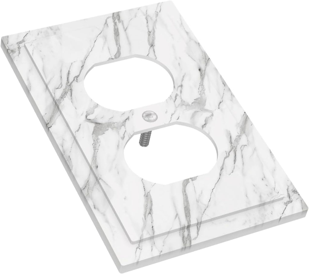 Decorative Outlet Covers Modern Grey Marble Texture 1 Gang Duplex Light Switch Cover Plate Unique Wall Plates for Electrical Outlets Switch Plate Covers for Bedroom Kitchen Home Decor