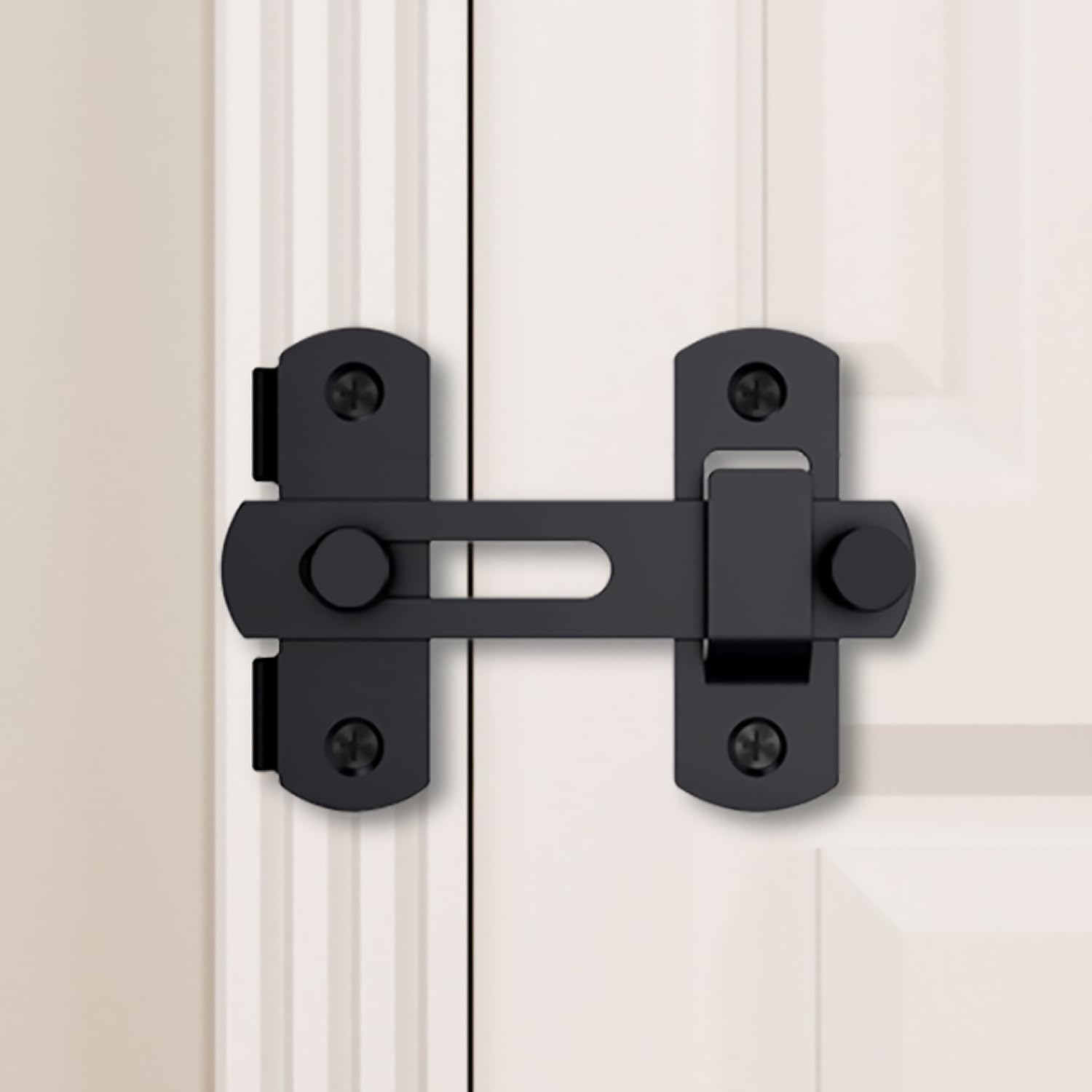 2 Set 4" Gate Latches Safety Door Lock for Barn Door, Heavy Duty Stainless Steel Farm Flip Gate Latch,Black