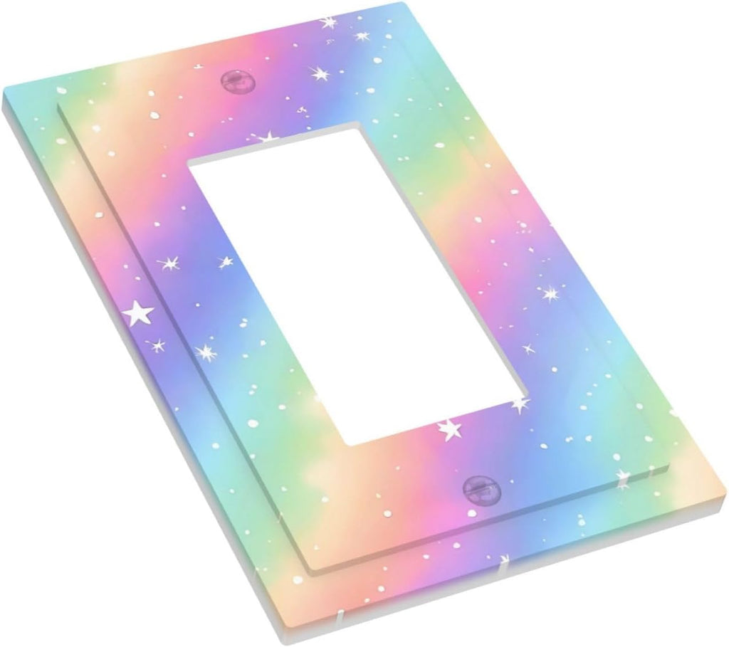 Decorative Outlet Covers Pink Blue Purple Iridescent Rainbow 1 Gang Rocker Light Switch Cover Plate Single Wall Plates for Electrical Outlets Switch Plate Covers Faceplate for Home Decor