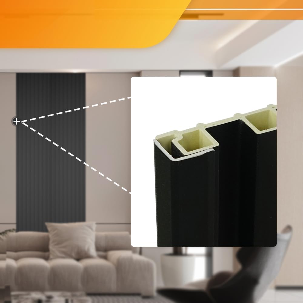 OUZUGIE 8-Pack 57 Inches, WPC Slat Wall Panel Trim,Corner Guard for High Grille (Black)