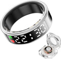 Smart Ring Health with LED Display Screen, Activity Tracker/Heart Rate/SpO2/Sleep/Step, Bluetooth Connection Smart Rings for Women Men, IP68 Waterproof Smart Ring for iPhone & Android (Silver, 8)