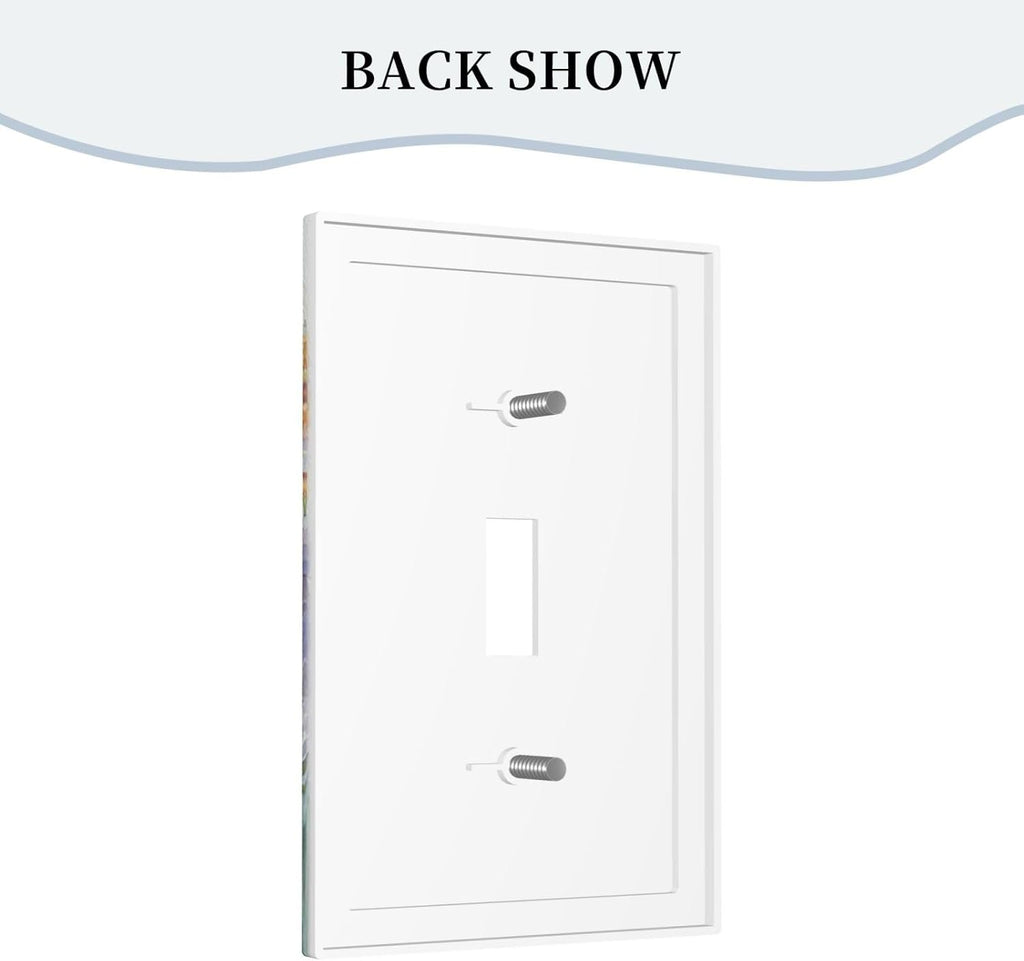 Decorative Light Switch Plate Covers Rustic Colorful Floral Garden Flowers 1 Gang Light Switch Cover Plate Single Toggle Wall Plate Outlet Covers Faceplate for Country Bedroom Home Decor