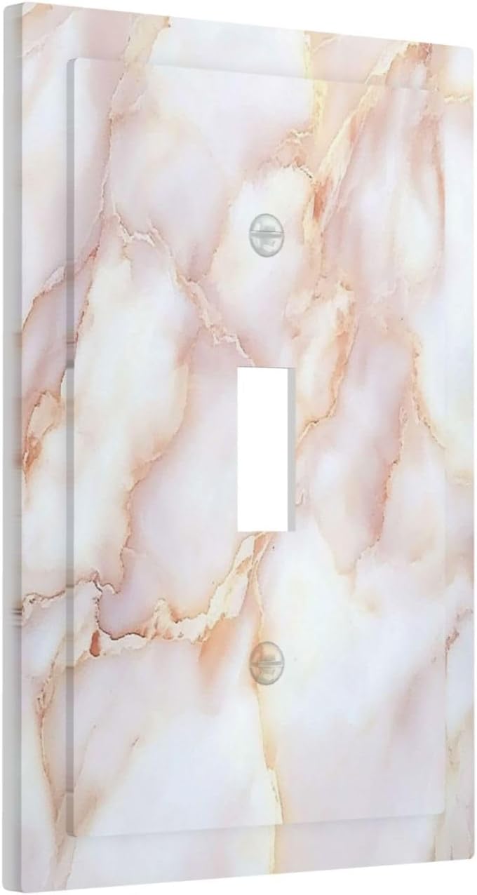 Decorative Light Switch Cover Pink Jade Marble Granite 1 Gang Single Toggle Device Electrical Faceplate Switchplates Decorator Outlet Wall Plate For Bathroom Kitchen Decor