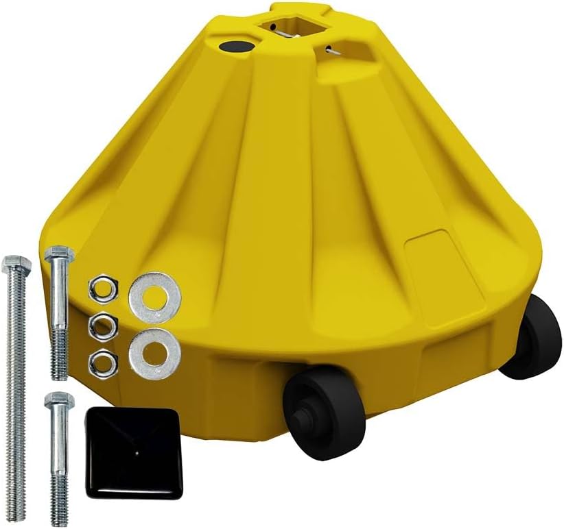 Plasticade Roll-A-Post Portable Sign Post Base for 24" x 24" or Smaller Signs, Designed for School, Airport, Parking Lot, Durable Plastic, Wind Resistance, 18" x 12", Yellow, Post Not Included