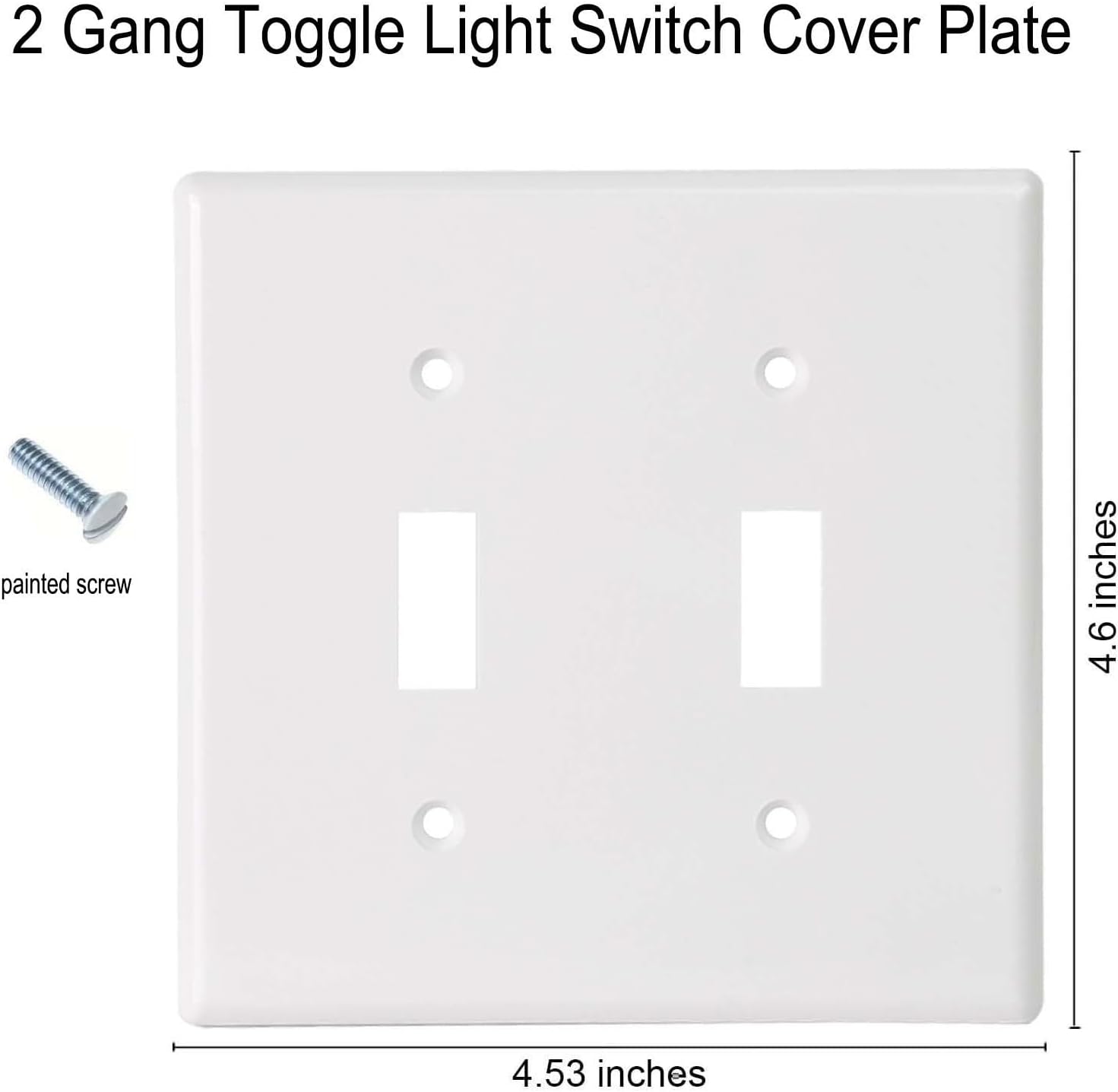 Toggle Light Switch Wall Plates 2-Gang Switch Electrical Cover Plate Unbreakable Thermoplastic Faceplate, White (10 Pack)