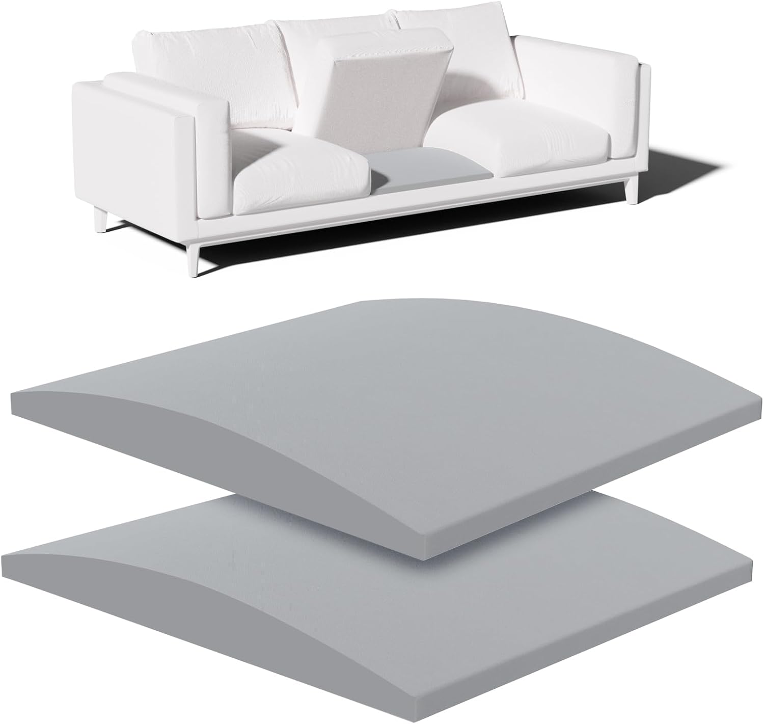 Couch Cushion Support for Sagging Seat – 2 Pack 20x20x2 Inch Sofa Cushion Board Saver & Replacement Insert for Saggy Couch or Chair, Quick No-Tool Install with 40D High Density Foam