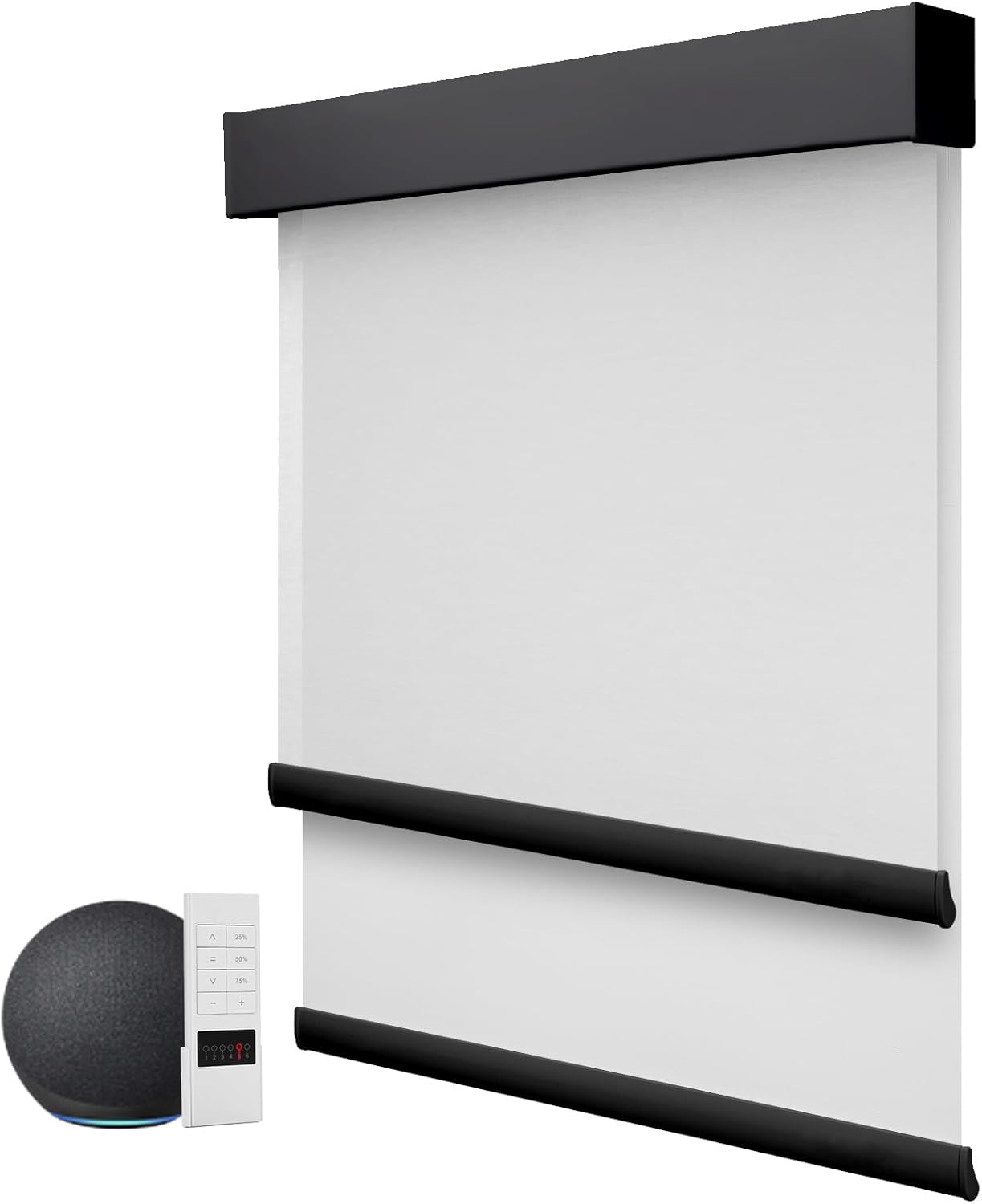 ZSTARR Motorized Day and Night Dual Smart Blind for Window with Valance Rechargeable Motor,Blackout Roller Shade Custom Size,with Valance Suitable for Home,Office (Full Blackout Black)