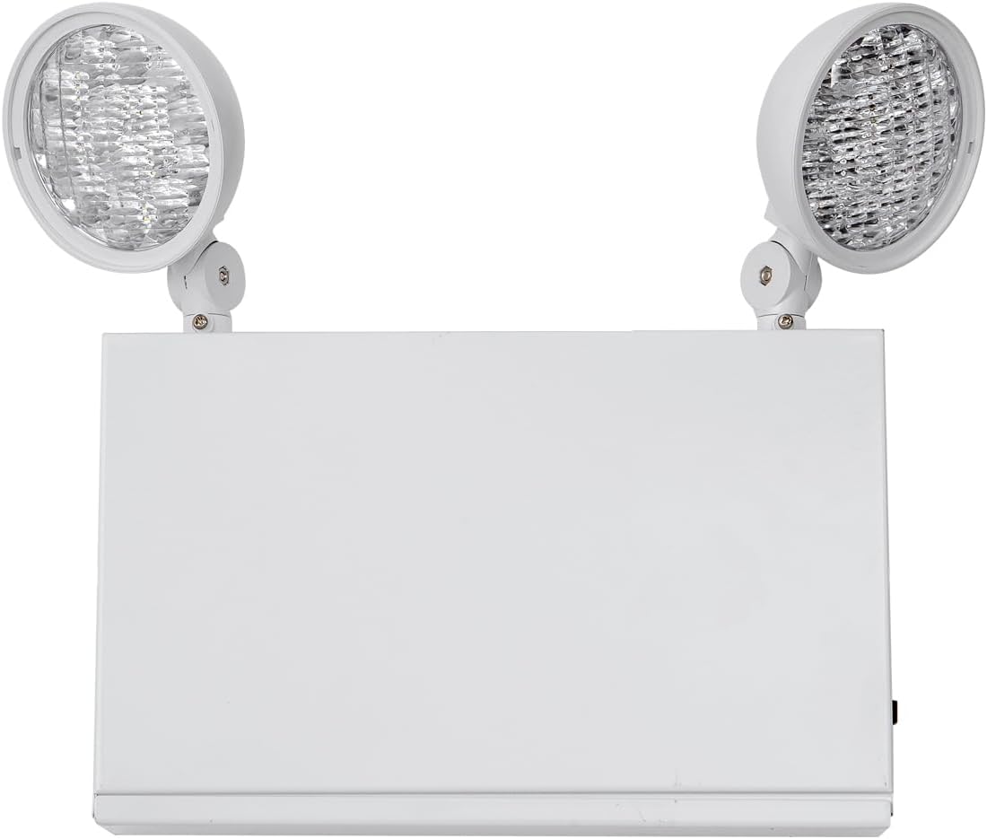 TANLUX New York City Approved Emergency Light, Emergency Lights with Battery Backup, White Steel Housing, AC 120/277V, Two Heads