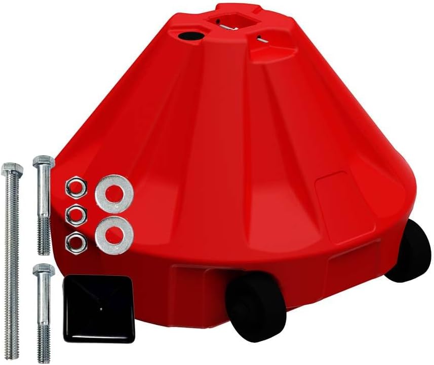 Plasticade Roll-A-Post Portable Sign Post Base for 24" x 24" or Smaller Signs, Designed for School, Airport, Parking Lot, Durable Plastic, Wind Resistance, 18" x 12", Red, Post Not Included