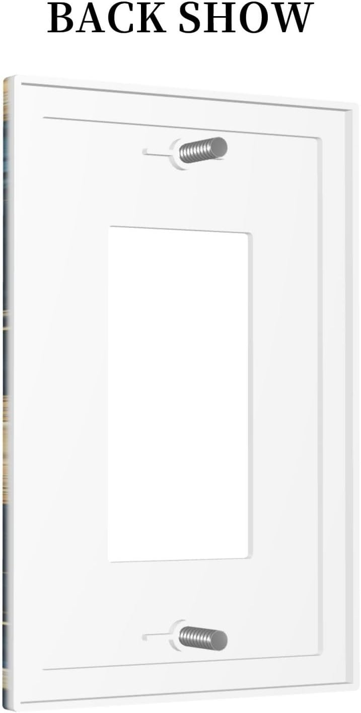 Decorative Outlet Covers Modern Abstract Sky Blue Gold Moon Sun Star 1 Gang Single Rocker Light Switch Cover Plate Wall Plates GFCI Faceplate for Bedroom Kids room Decor