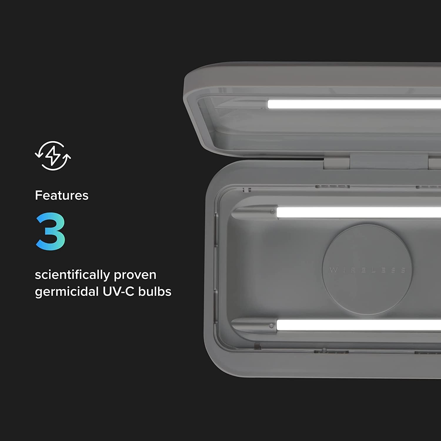 PhoneSoap Go Battery Powered UV Cell Phone Sanitizer & Universal Phone Charger Box | Patented & Clinically Proven 360-Degree UV Sanitizer Box for Smartphones | Disinfects & Charges On The Go (White)