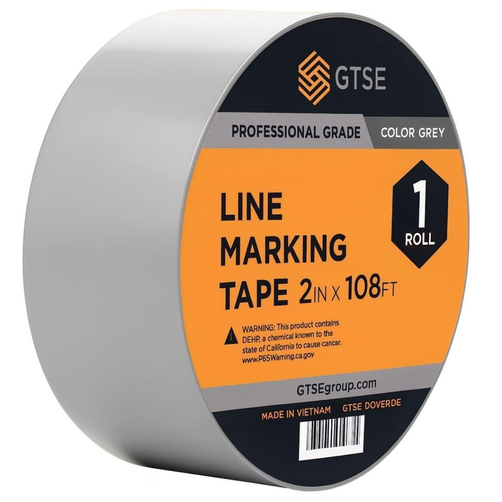GTSE 2 inch x 108 ft Gray PVC Vinyl Floor Tape, 48 Rolls, Safety Marking Tape, 6 mil Thick, Suitable for Dance Floors, Gyms, Warehouses, Sports Facilities