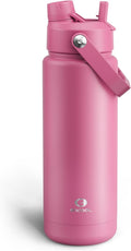 ENCOOL Insulated Water Bottle with Straw Stainless Steel Water Bottle, Leak-Proof, BPA-Free, Double Wall Vacuum Keeps Cold for 24 Hours for Sports, Travel, School (32 oz, Turkish Rose)