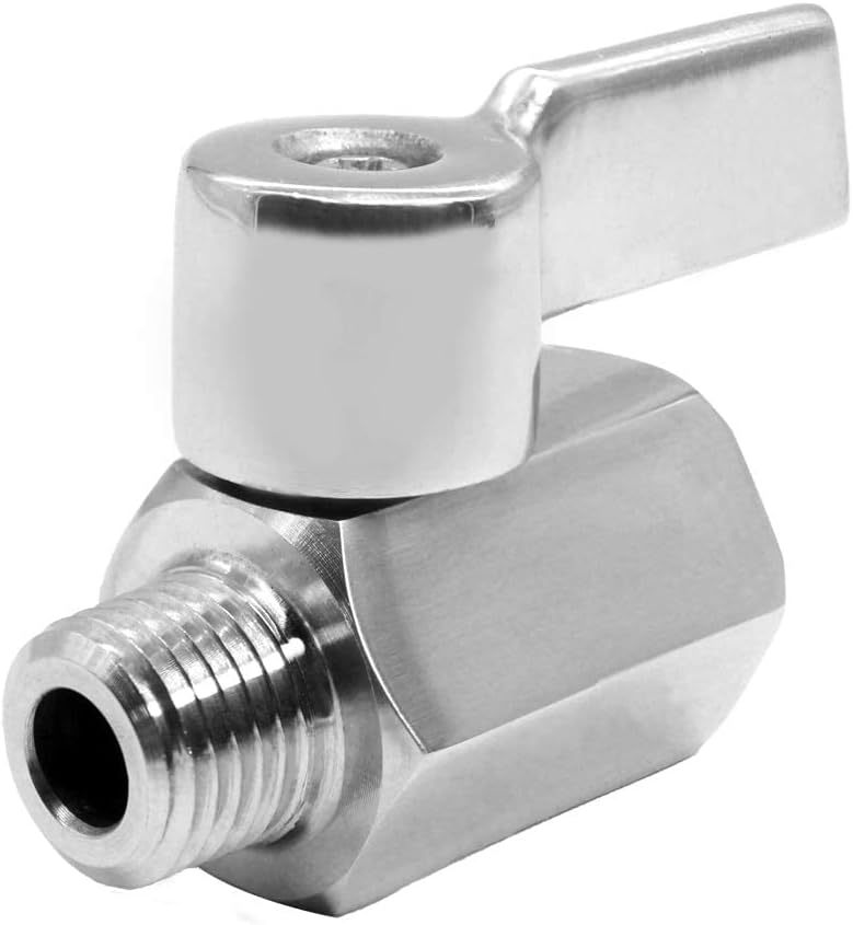 Beduan Mini Ball Valve Stainless Steel(316) 1/8" NPT Male x NPT Female Mini Ball Shutoff Valve(Pack of 2)