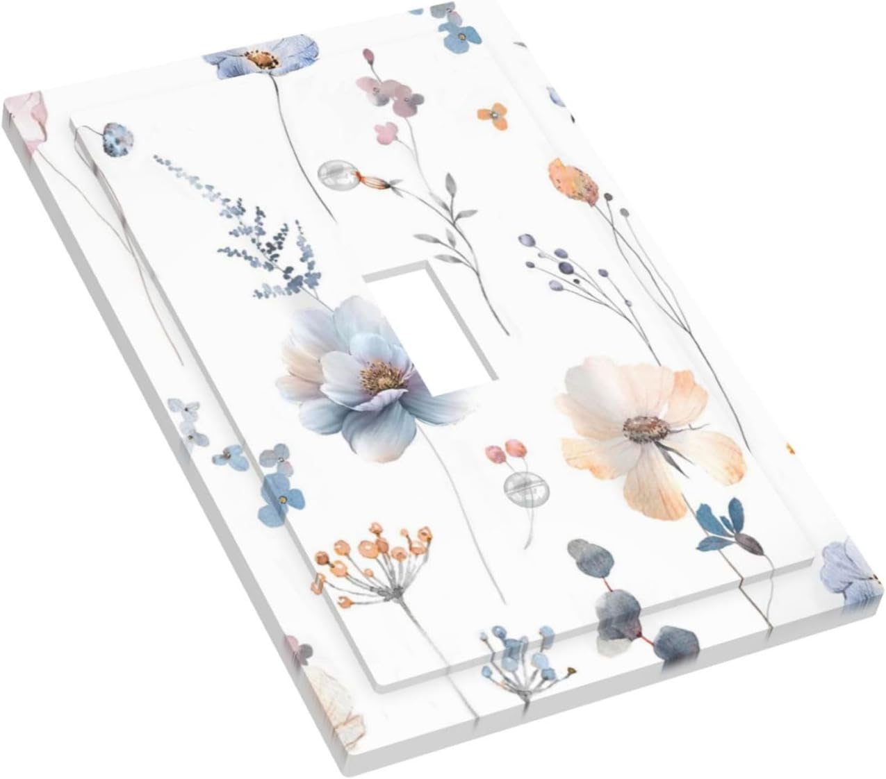 Wildflowers Plant Leaves Floral Berry Decorative Light Switch Cover 1 Gang Single Toggle Device Electrical Faceplate Switchplates Decorator Outlet Wall Plate for Bed Room Living Room Decor