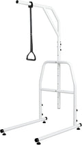 Trapeze Bar for Bed Mobility, Heavy Duty Pull Up Assist Bar with Floor Stand, 5Ft-7Ft Height Adjustable Trapeze Bar, Medical Patient Mover for Care Facilities, White