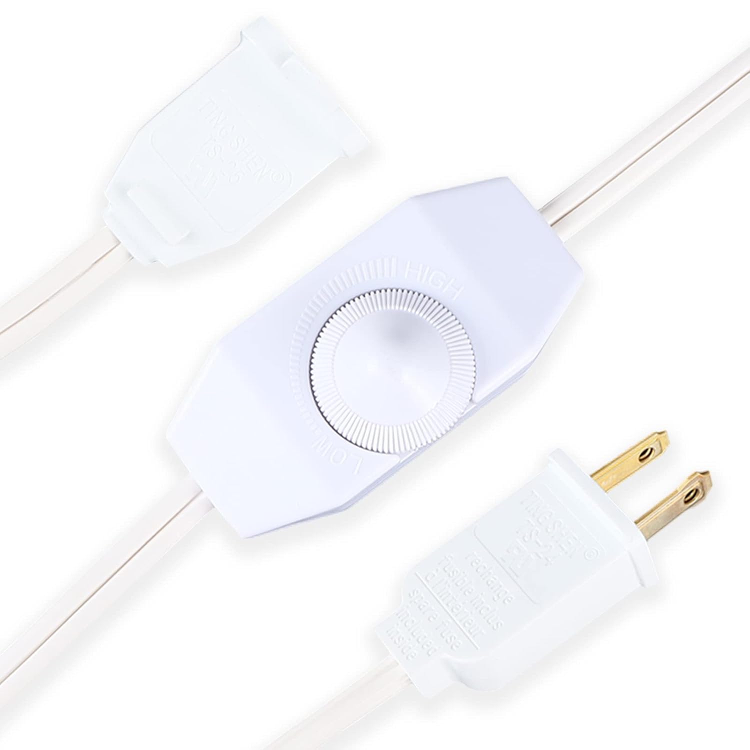 Lamp Dimmer Switch Extension Cord Plug in Dimmer - Rotary Control for 150 Watt Dimmable Lights - Christmas Village Houses Lights Cord Salt Light - 6 ft Cord