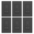 ELEGRP Slide Dimmer Switch for Dimmable LED, CFL and Incandescent Light Lamp Bulbs, Single Pole or 3-Way, Full Control with Preset, Rocker Paddle, Wall Plate Included, UL Listed (6 Pack, Matte Black)