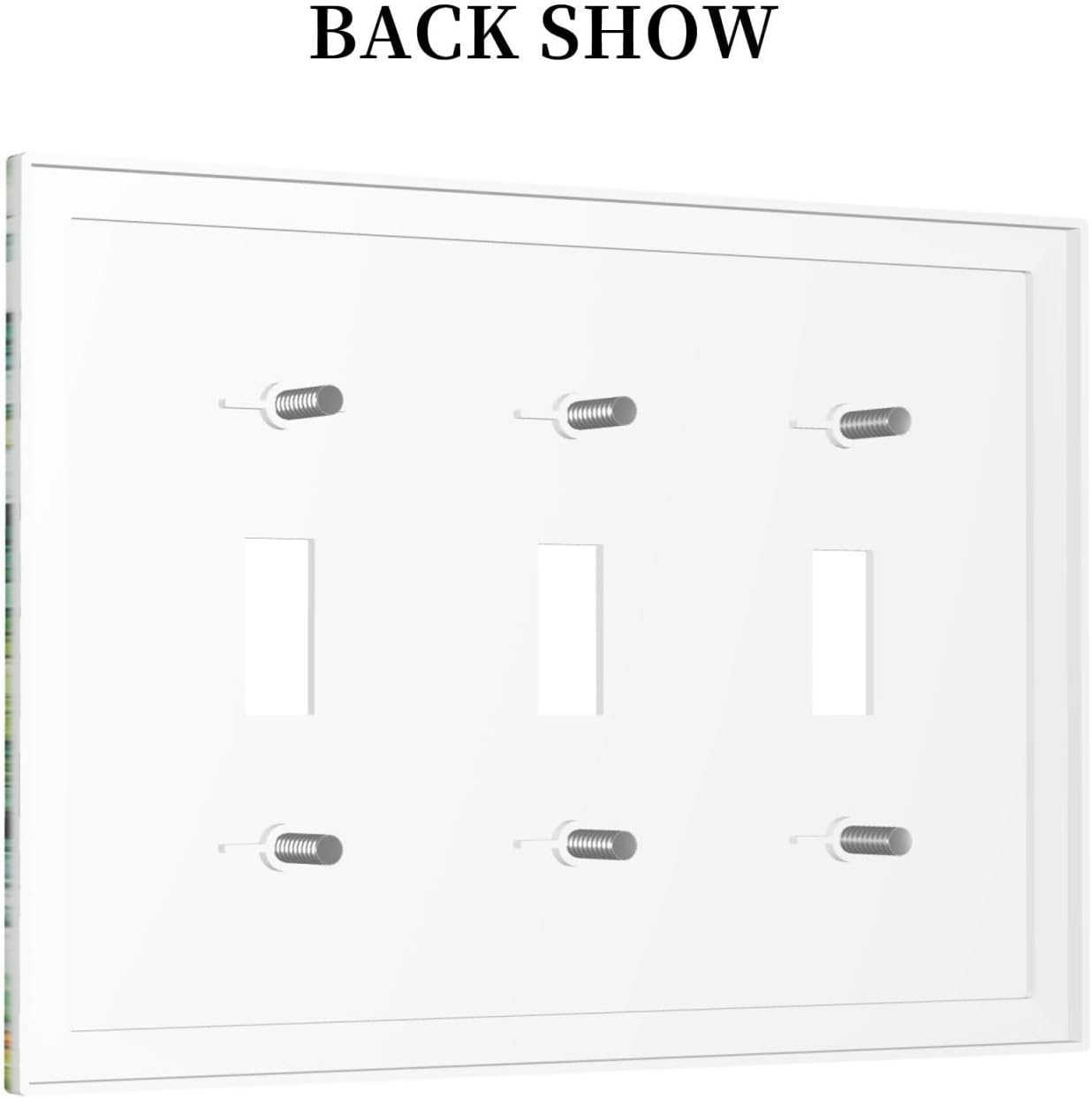 Vintage Floral White Flowers Green Plants Leaves Decorative Switch Plates 3 Gang Wall Plate Triple Toggle Light Switch Cover Electrical Wall Panels Faceplate for Bedroom Bathroom Decor