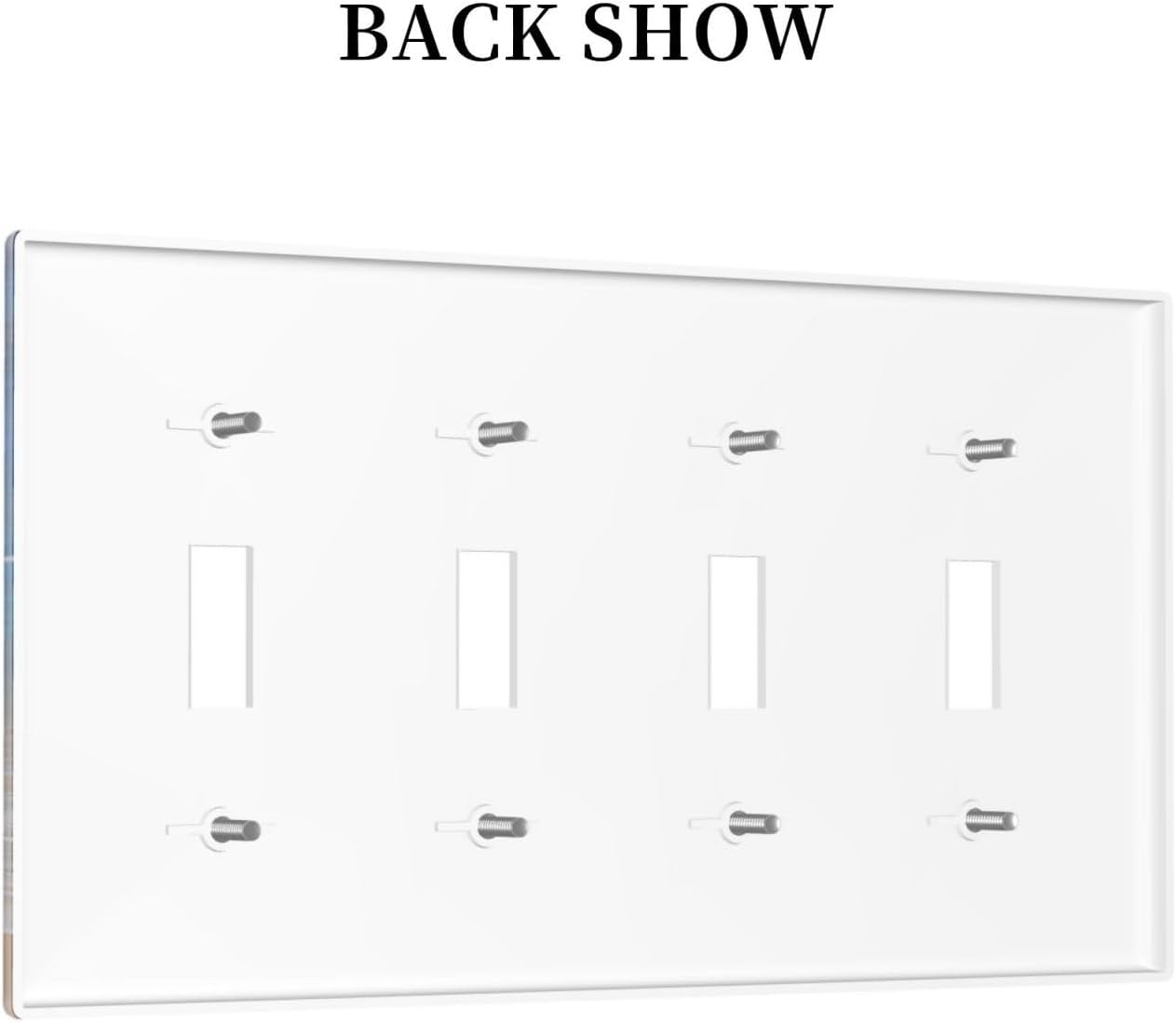 Light Switch Cover Plate Blue Sea Ocean Beach Waves Quad Toggle Wall Plates Decorative Switch Plates 4 Gang Outlet Covers Electrical Panel Cover Faceplate for Home Decor 4.5 X 8 IN