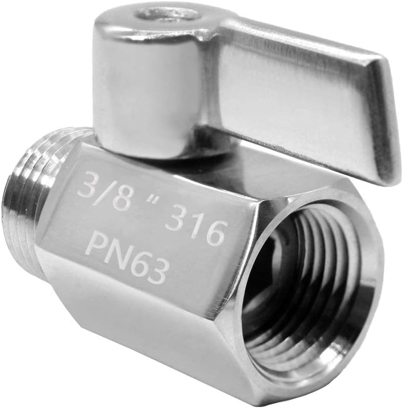 Beduan Mini Ball Valve Stainless Steel(316) 3/8" NPT Male x NPT Female Mini Ball Shutoff Valve(Pack of 2)