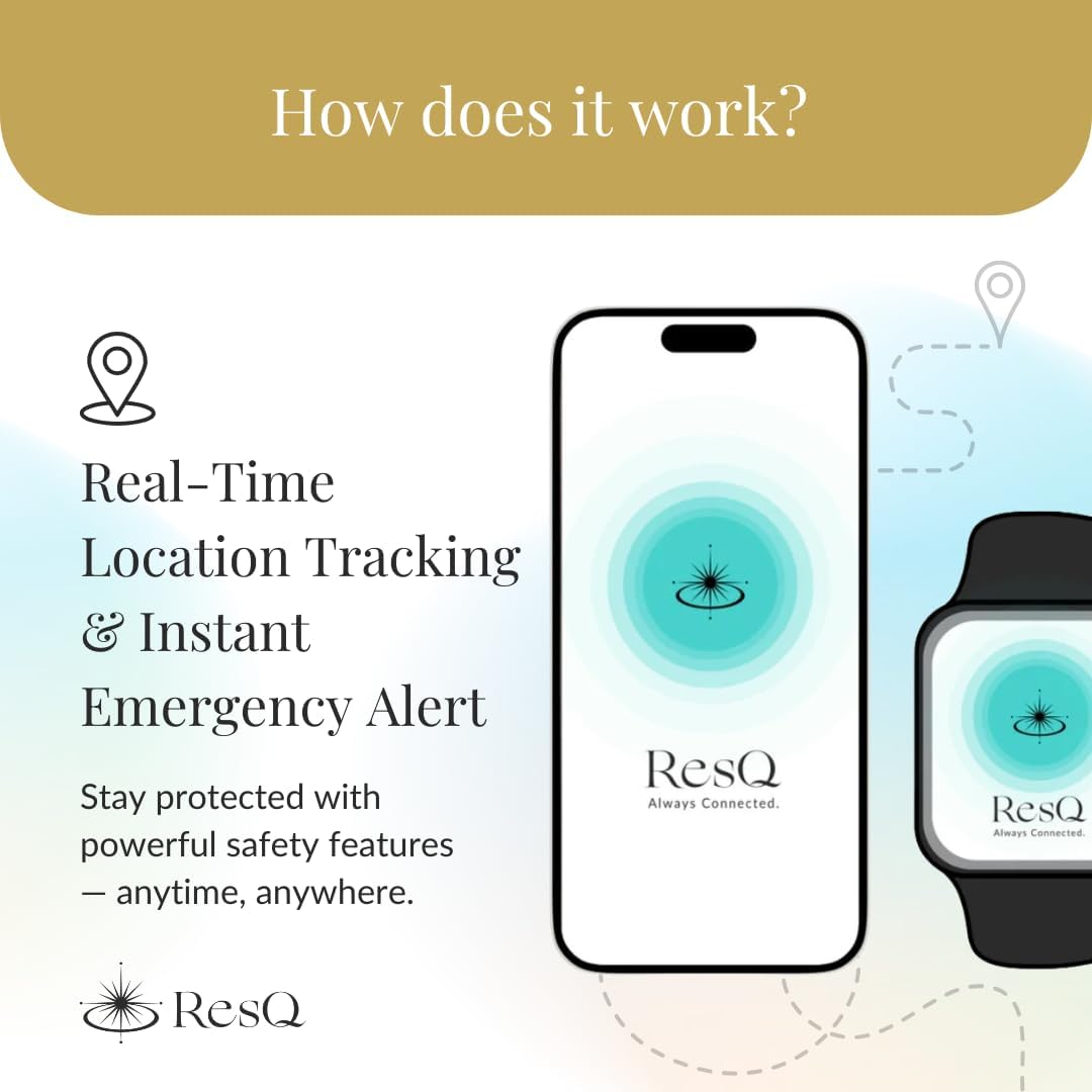 ResQ Jewelry, Shakti Smart Bluetooth Safety Necklace, Discreet Wearable Safety Device - GPS Location Tracking, Audio Recording, One Touch Activation