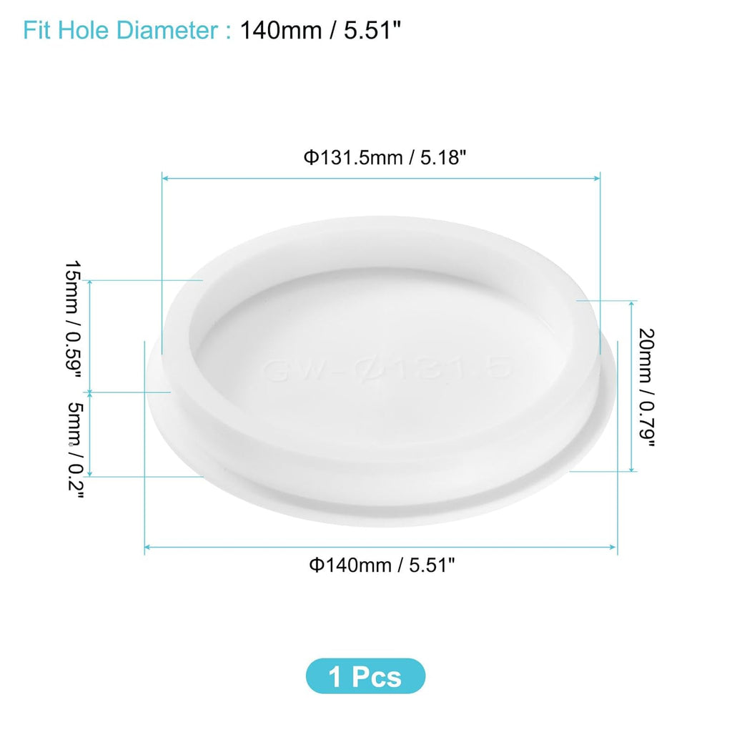 uxcell 1Pcs Silicone Hole Plug, Waterproof Round Rubber Stoppers Bottle Seal Plugs Tube Pipe End Caps for 130mm/5.12" Hole for Bathtub Bottle, White