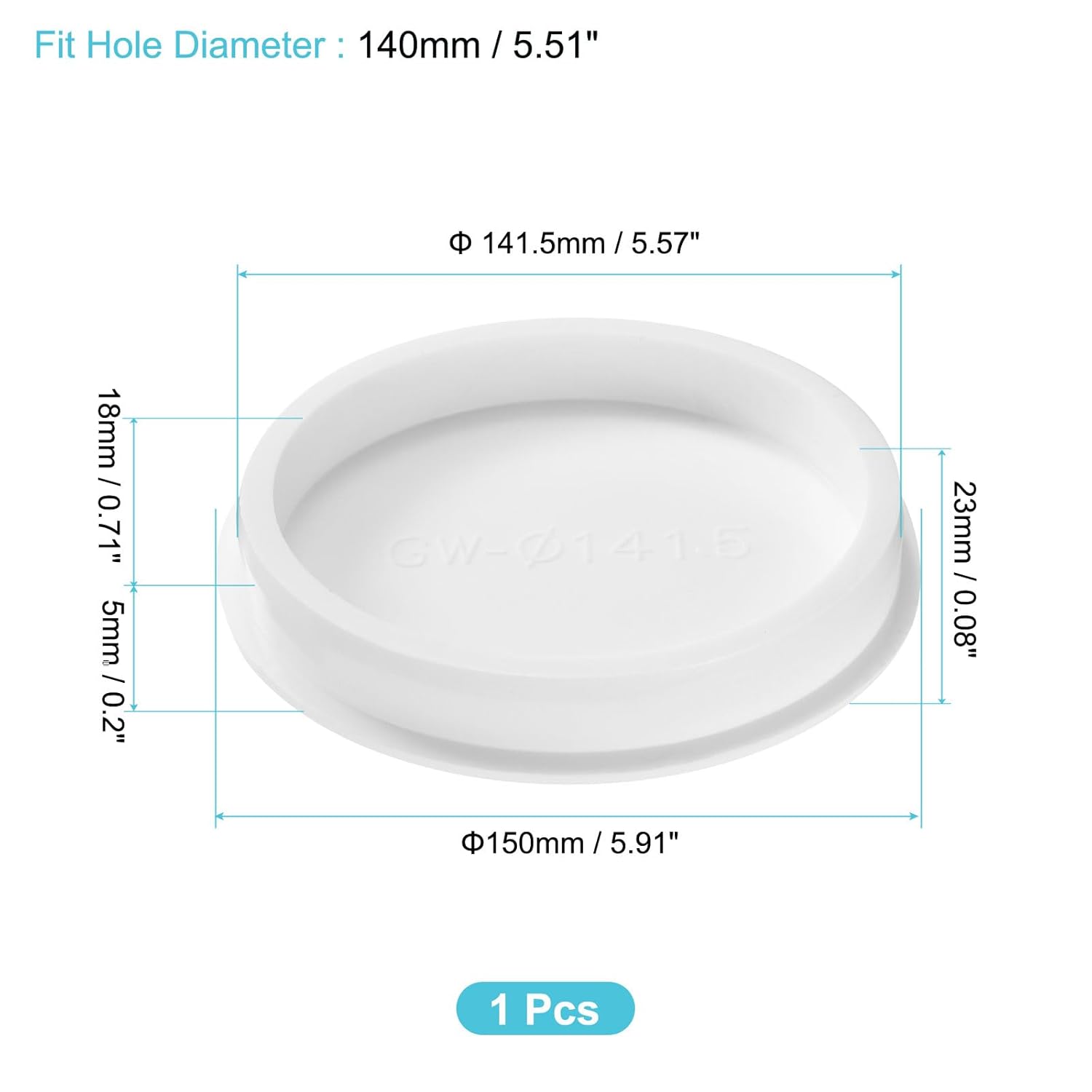 uxcell 1Pcs Silicone Hole Plug, Waterproof Round Rubber Stoppers Bottle Seal Plugs Tube Pipe End Caps for 140mm/5.51" Hole for Bathtub Bottle, White