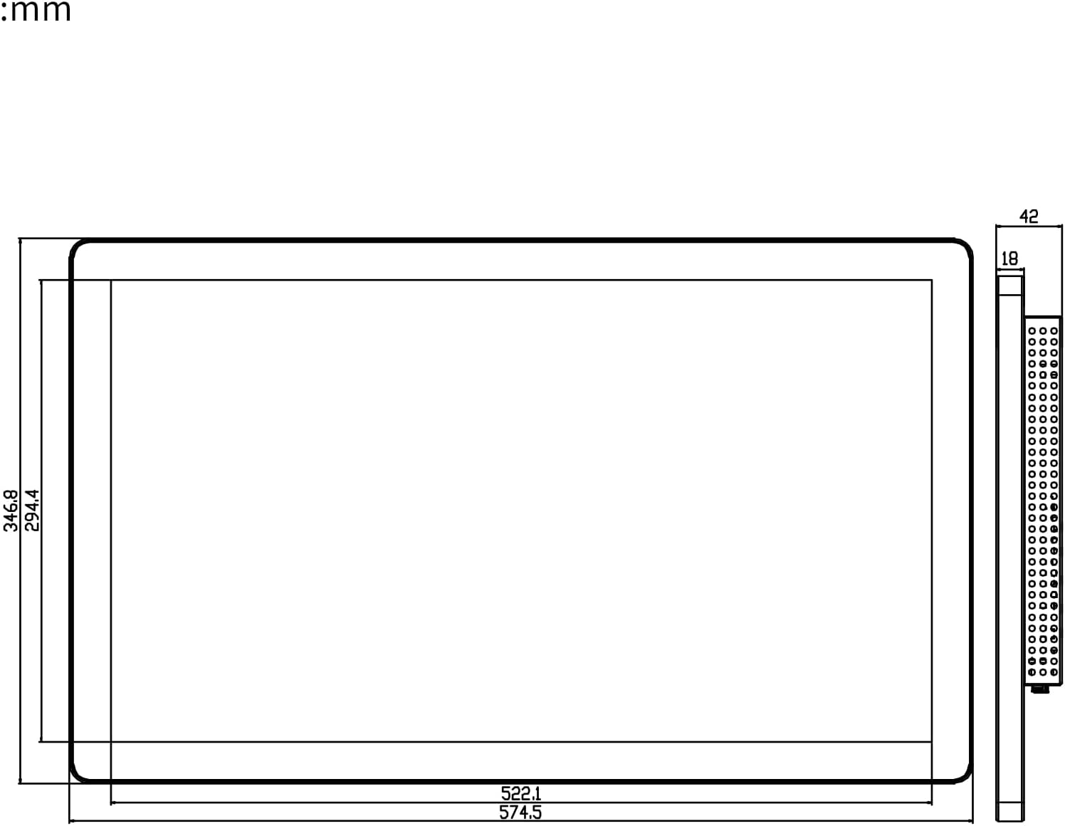 GreenTouch 23.6 Inch Aluminum Frame Wall Touch Screen LCD Monitor Open Frame LCD Display - HDMI/VGA/DVI-1920 * 1080 @60Hz